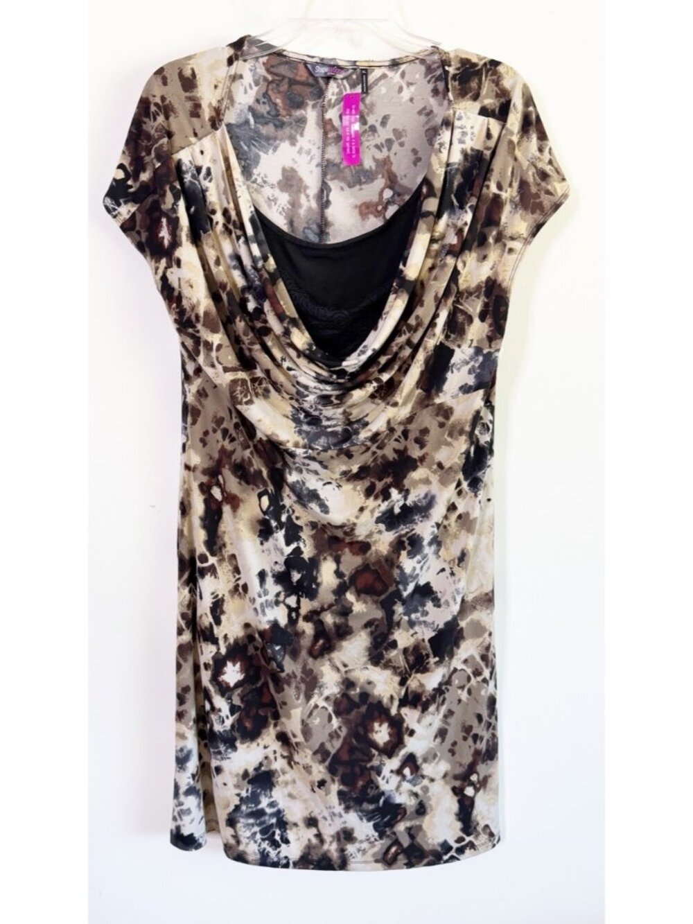 Shapesational XL Shaping Dress Lined Animal Print Bodycon Ruched Poly/Span NWT